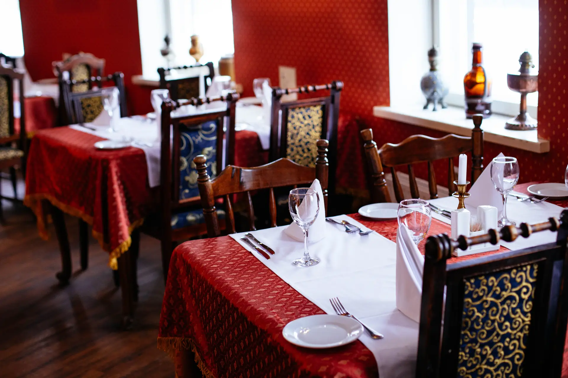 Lavishly set dining tables