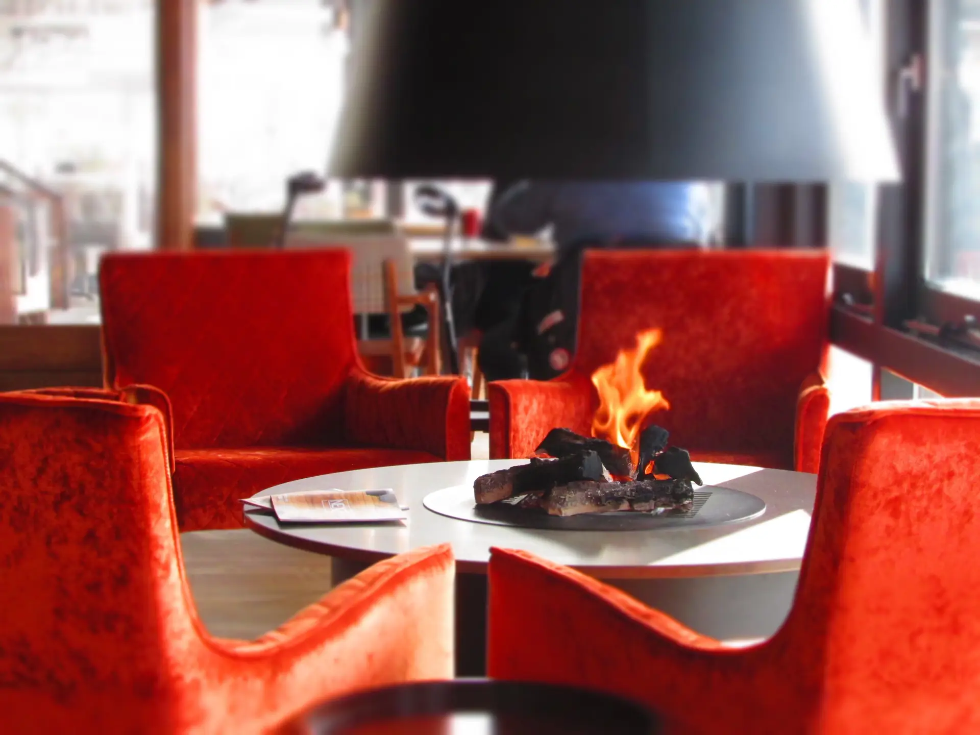 Luxurious dining fireplace